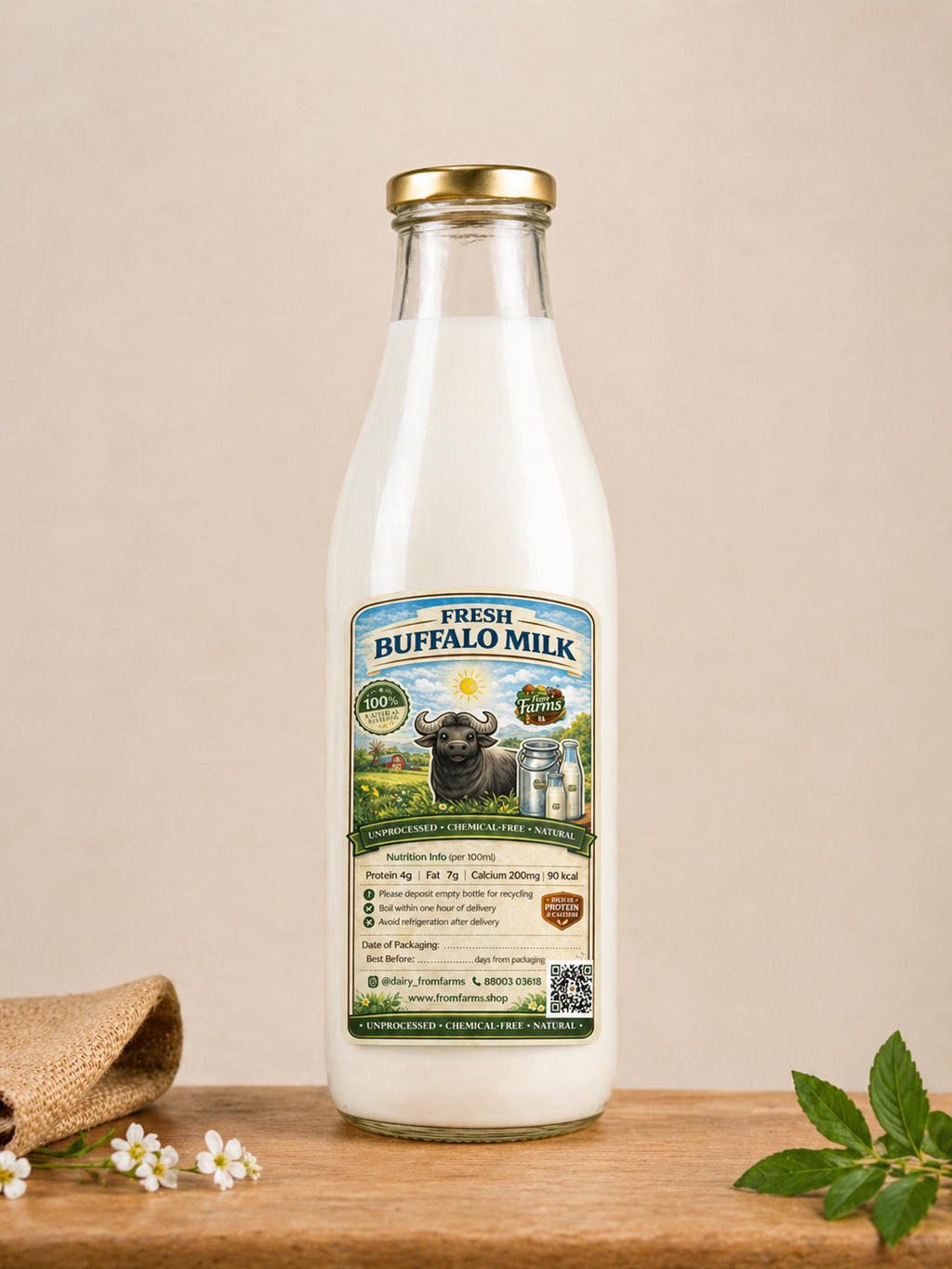 Pure Fresh Buffalo Milk (Bhais ka Doodh) – From Farms