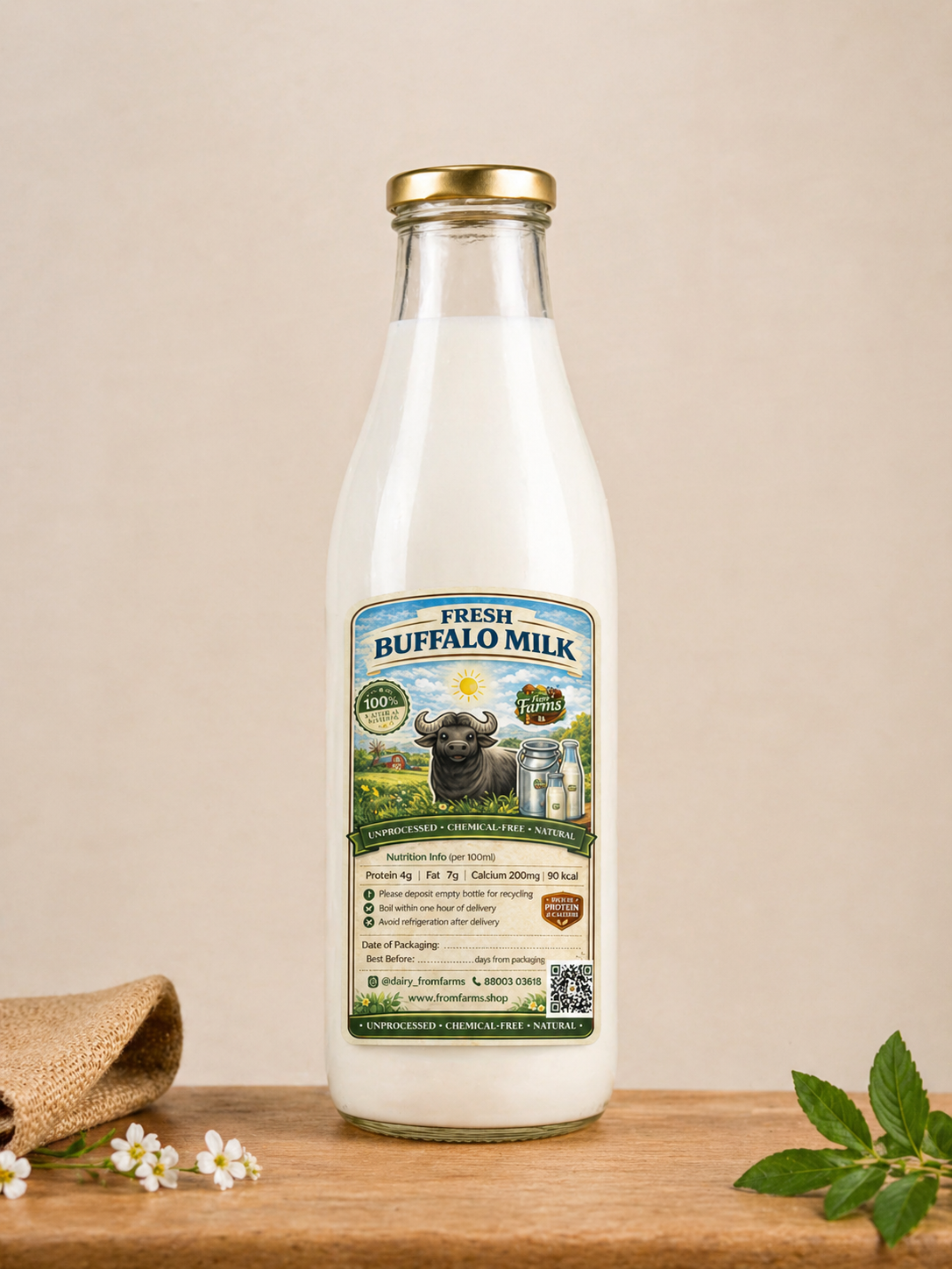 Pure Fresh Buffalo Milk (Bhais ka Doodh) – From Farms