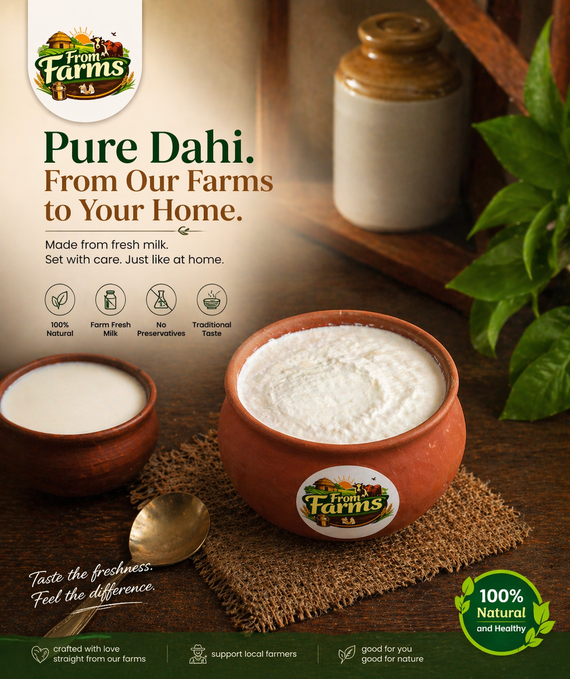 Natural Farm Fresh Curd (Dahi) - From Farms