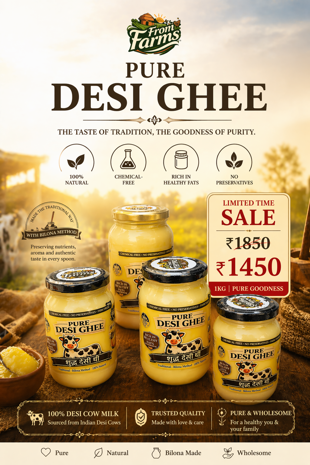 Pure Desi Cow Ghee – From Farms