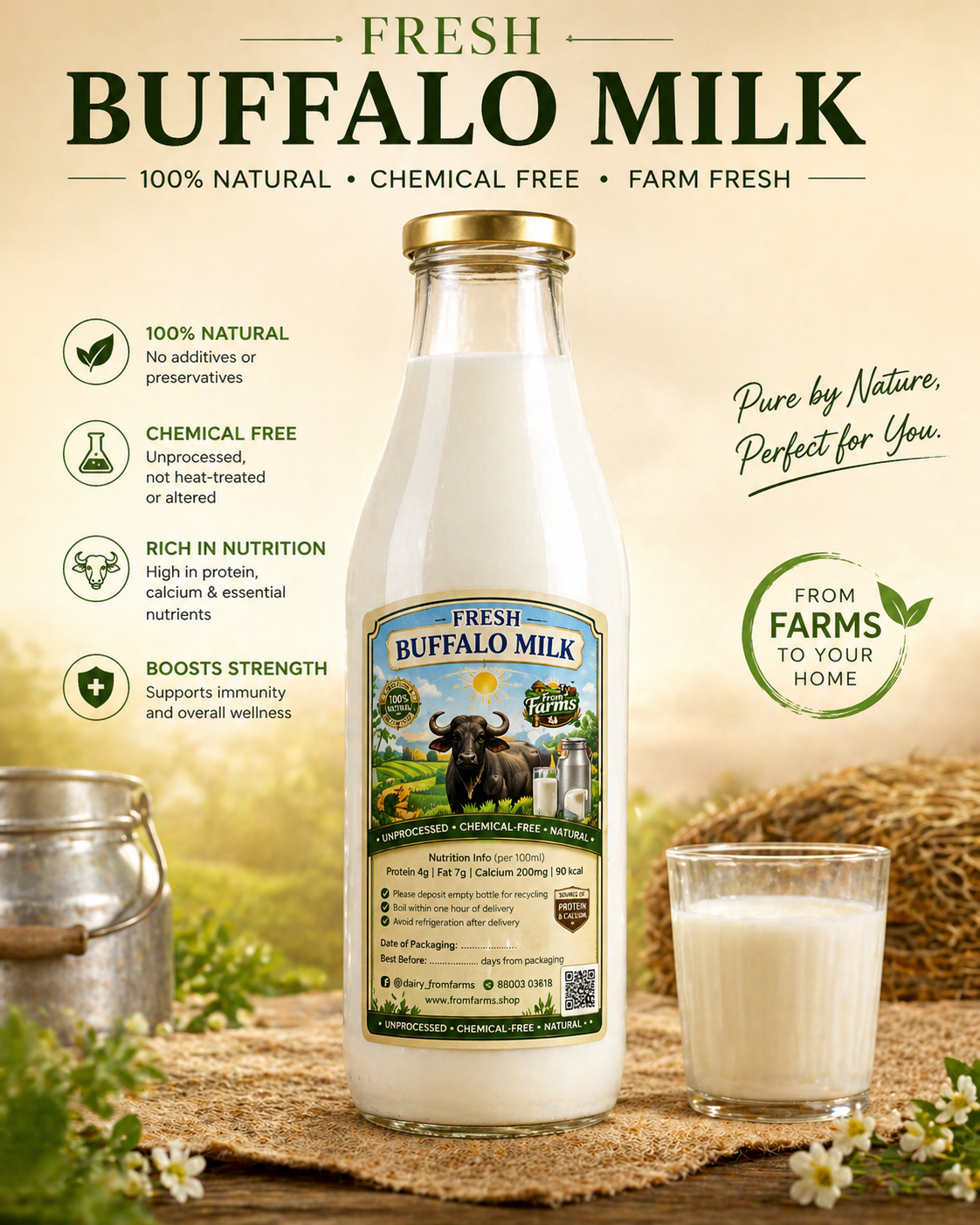 Pure Fresh Buffalo Milk (Bhais ka Doodh) – From Farms