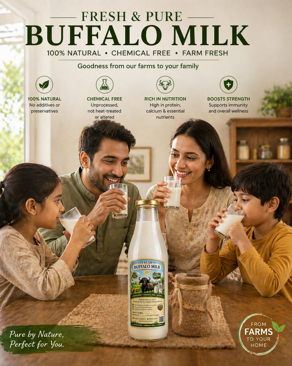Pure Fresh Buffalo Milk (Bhais ka Doodh) – From Farms