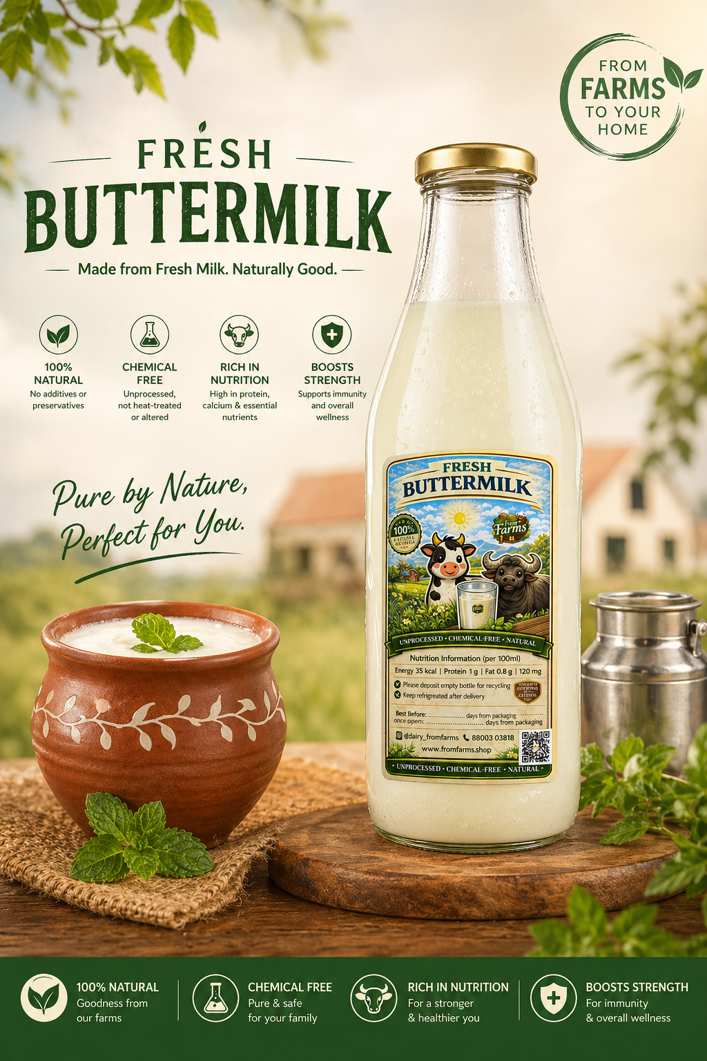 Farm-Fresh Traditional Chaas (Buttermilk) - From Farms