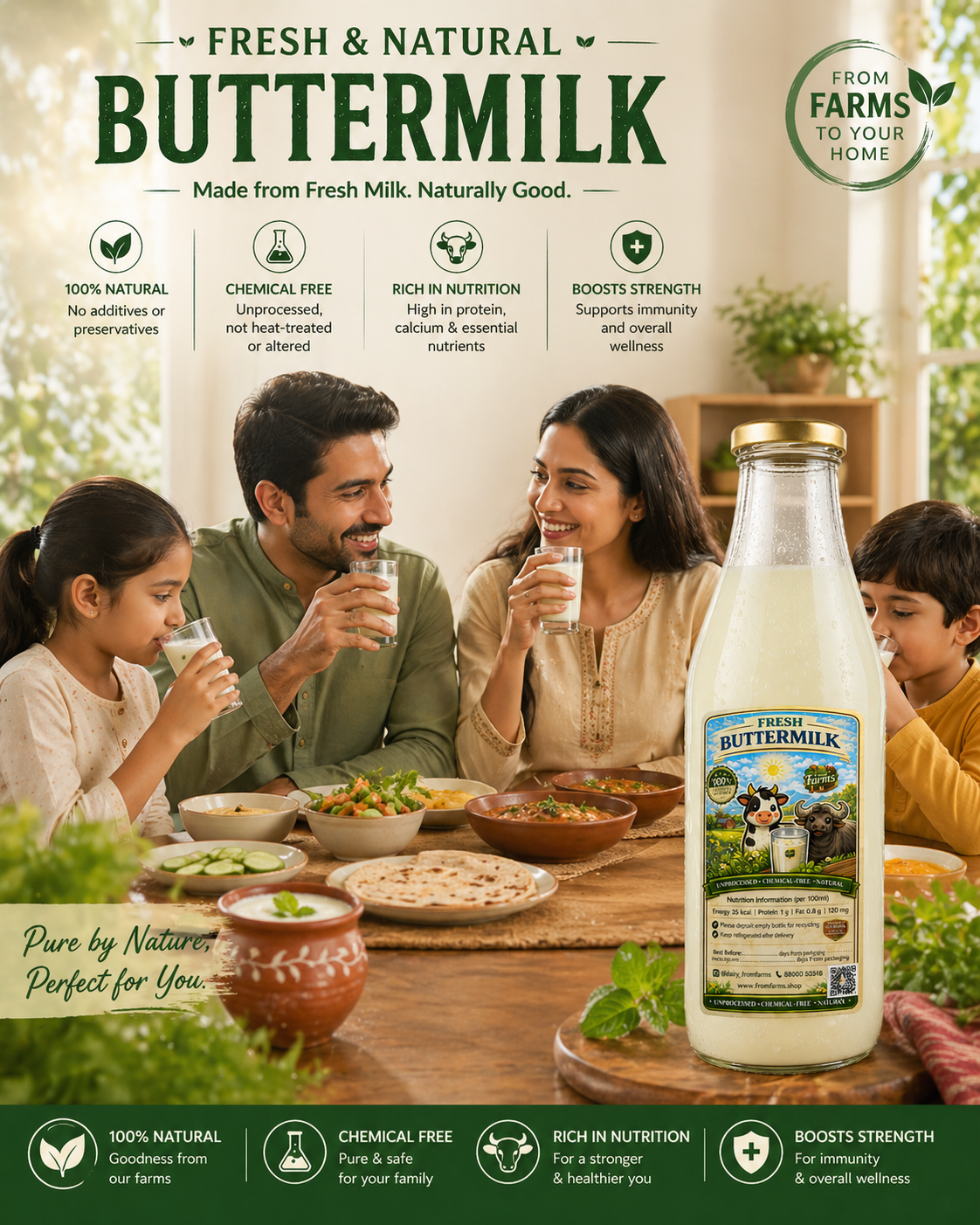 Farm-Fresh Traditional Chaas (Buttermilk) - From Farms